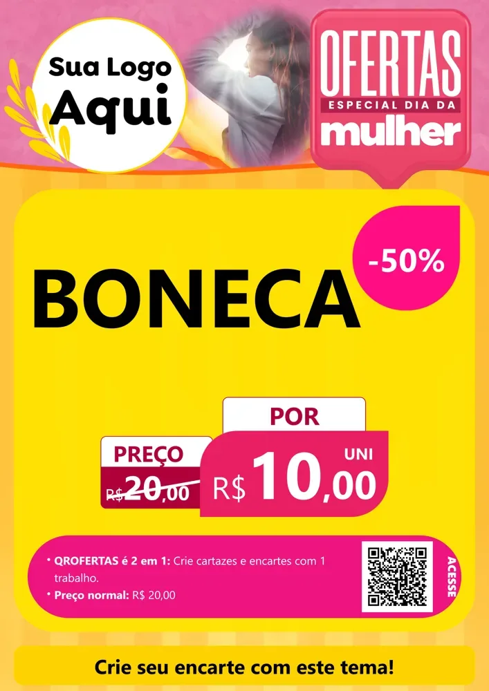 Modelo de Cartaz para Cartaz A4 Vertical com o tema Ofertas - Especial Dia Das Mulheres para Brinquedos
