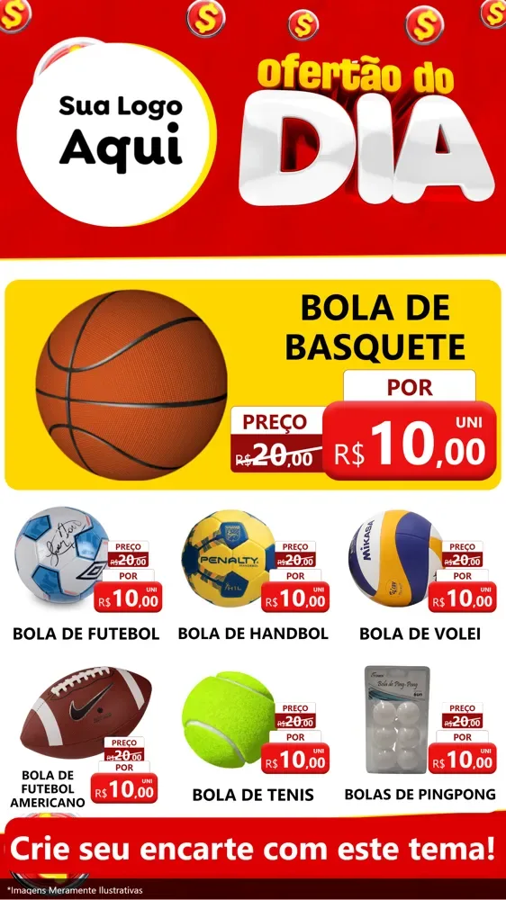 Modelo de Rede Social para Stories com o tema Ofertão do dia para Artigos Esportivos