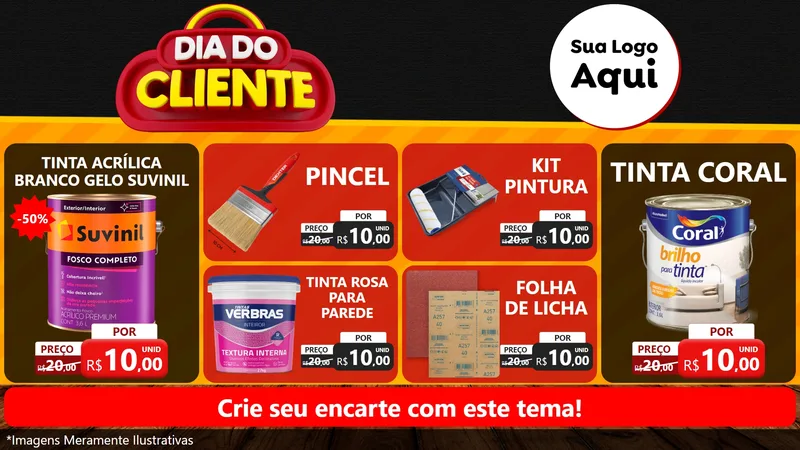 Modelo de TV para TV Horizontal com o tema Dia do Cliente para Tintas e Ferramentas