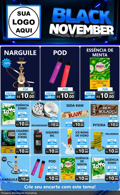 Modelo de Encarte para Encarte Grande com o tema Black November para Tabacaria