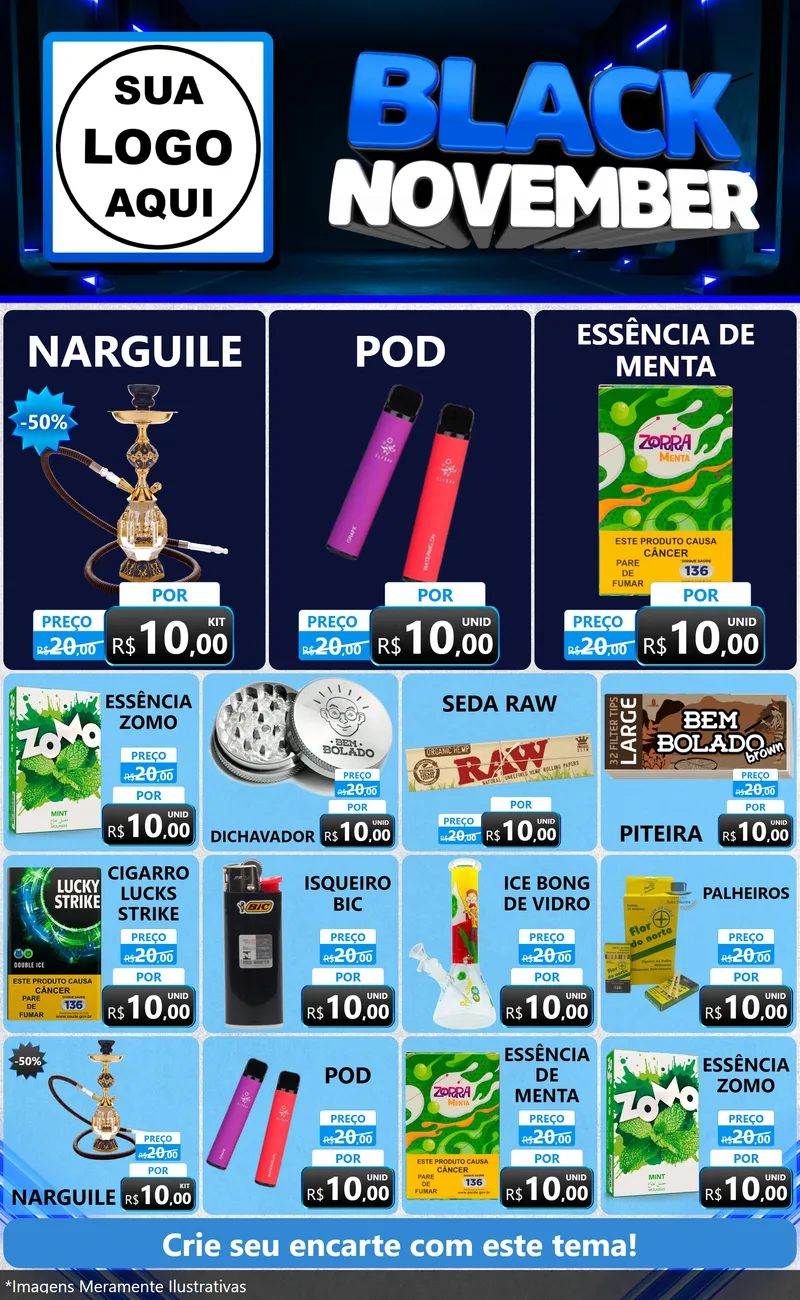 Modelo de Encarte para Encarte Grande com o tema Black November para Tabacaria