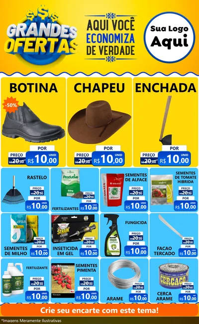 Modelo de Encarte para Encarte Grande com o tema Grandes Ofertas para Agropecuária