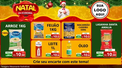 Modelo de TV para TV Horizontal com o tema Natal da Economia para Supermercado