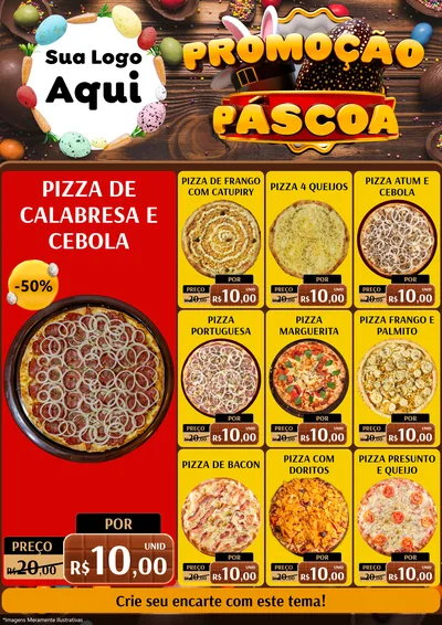Modelo de Encarte para Encarte A4 Vertical com o tema Promoção Páscoa para Pizzaria