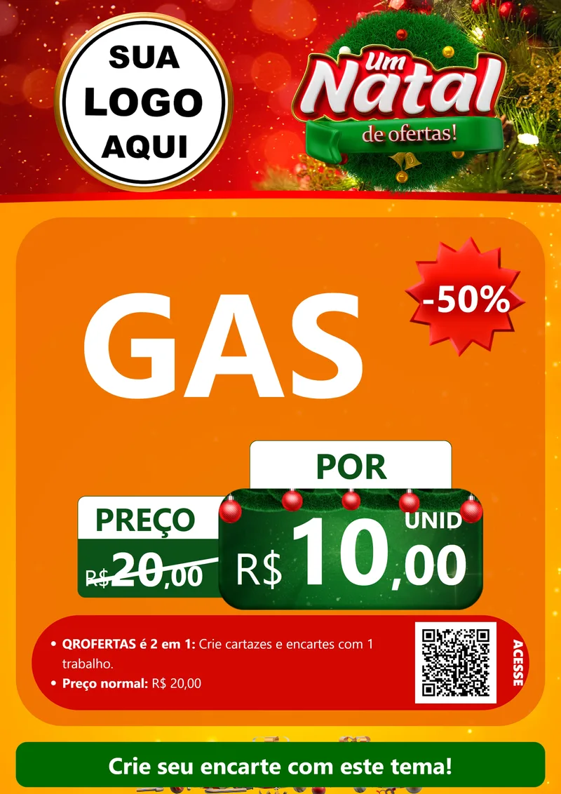 Modelo de Cartaz para Cartaz A4 Vertical com o tema Um Natal de Ofertas para Água e gás
