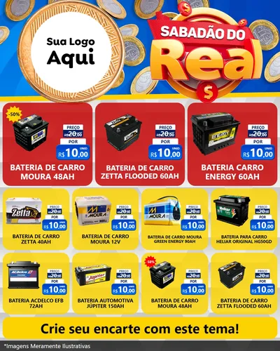 Modelo de Rede Social para Feed Instagram com o tema Sabadão do Real para Baterias Elétricas