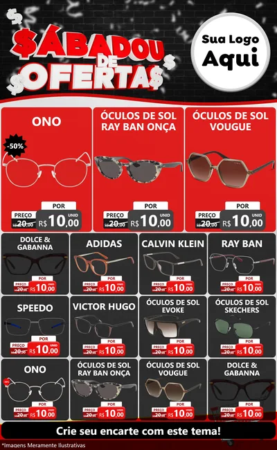 Modelo de Encarte para Encarte Grande com o tema Sabadou de Ofertas para Óticas