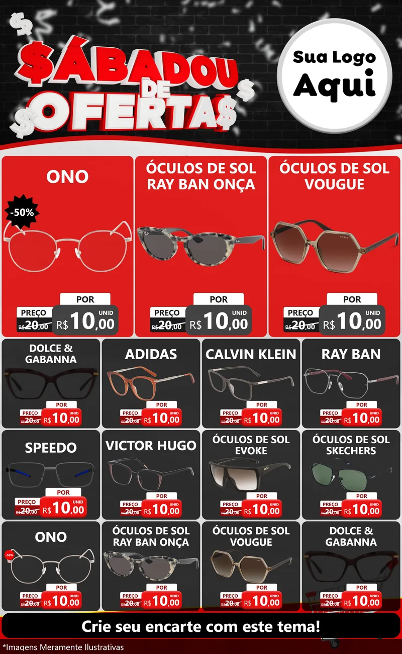 Modelo de Encarte para Encarte Grande com o tema Sabadou de Ofertas para Óticas