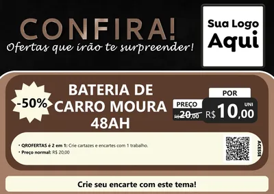 Modelo de Cartaz para Cartaz A4 Horizontal com o tema Confira! Ofertas que irão te surpreender! para Baterias Elétricas