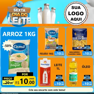 Modelo de Rede Social para Feed Facebook com o tema Sexta Dia do Leite para Supermercado