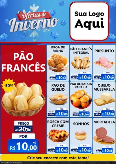 Modelo de Encarte para Encarte A4 Vertical com o tema Ofertas de Inverno para Padaria