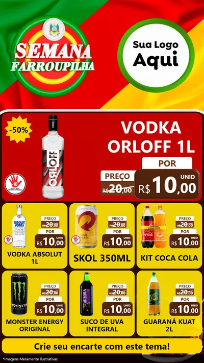 Modelo de Rede Social para Stories com o tema Semana Farroupilha para Distribuidora de bebidas