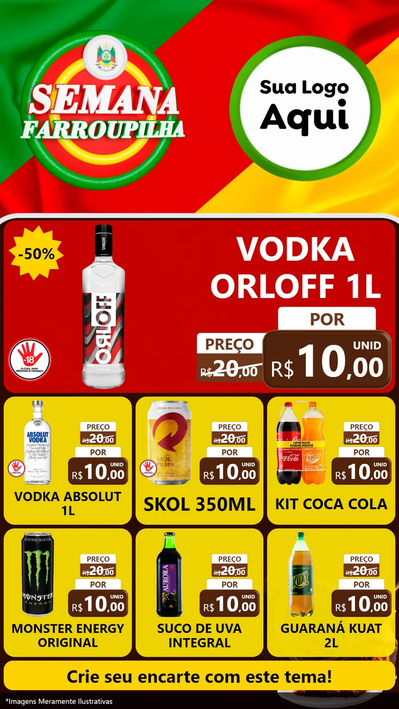 Modelo de Rede Social para Stories com o tema Semana Farroupilha para Distribuidora de bebidas