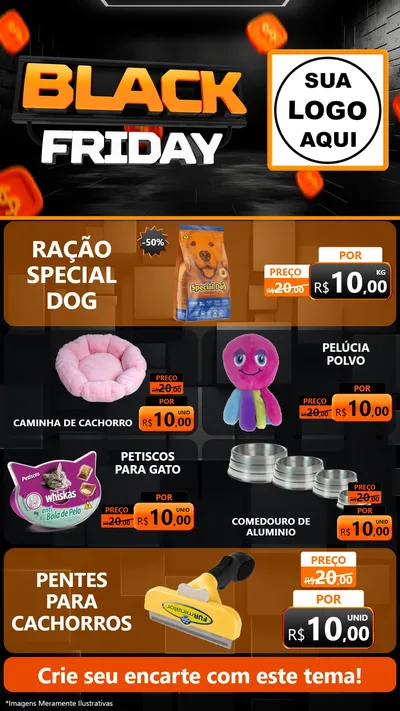 Modelo de TV para TV Vertical com o tema Black Friday para Pet Shop