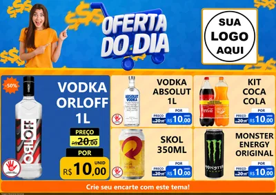 Modelo de Encarte para Encarte A4 Horizontal com o tema Oferta do Dia para Distribuidora de bebidas