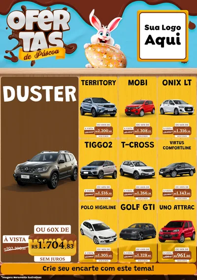 Modelo de Encarte para Encarte A4 Vertical com o tema Ofertas de Páscoa para Concessionaria de Carros