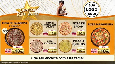 Modelo de TV para TV Horizontal com o tema Ofertas Fim de Ano para Pizzaria