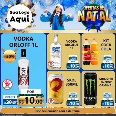 Modelo de Rede Social para Feed Facebook com o tema Ofertas de Natal para Distribuidora de bebidas