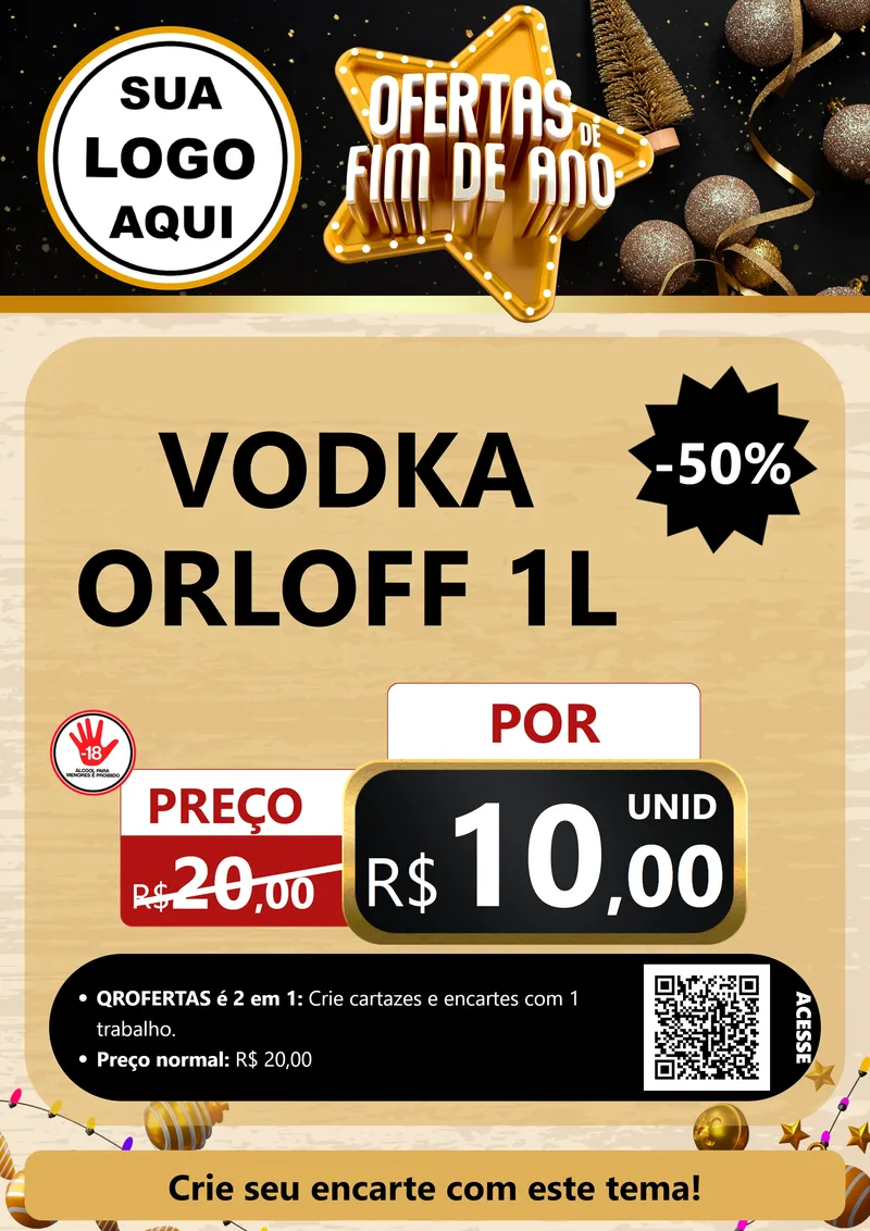 Modelo de Cartaz para Cartaz A4 Vertical com o tema Ofertas de Fim de Ano para Distribuidora de bebidas
