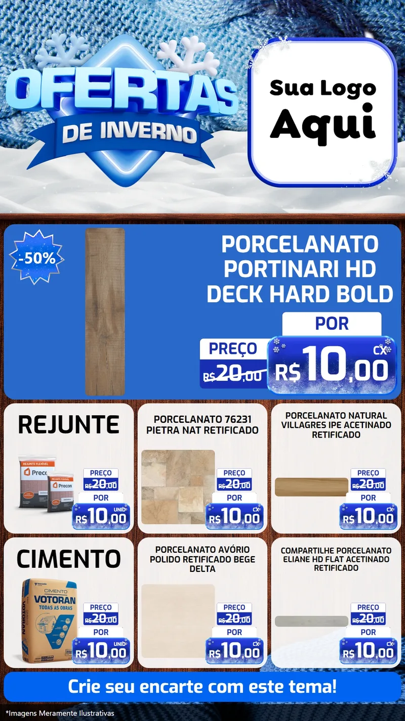 Modelo de Rede Social para Stories com o tema Ofertas de Inverno para Pisos e revestimentos