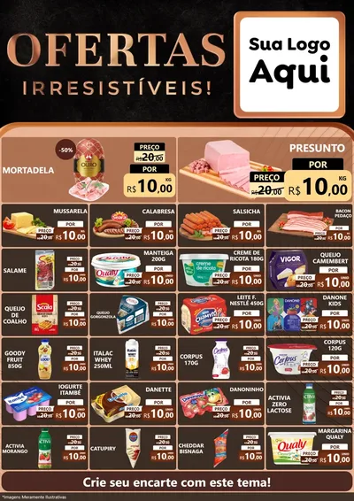 Modelo de Encarte para Encarte A4 Vertical com o tema Ofertas Irresistíveis! para Frios e Laticínios