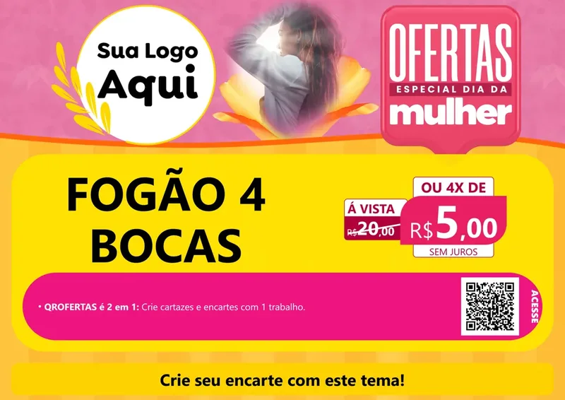 Modelo de Cartaz para Cartaz A4 Horizontal com o tema Ofertas - Especial Dia Das Mulheres para Móveis e Eletro