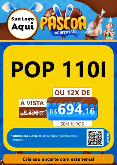 Modelo de Cartaz para Cartaz A4 Vertical com o tema Páscoa de Ofertas para Concessionaria de Motos