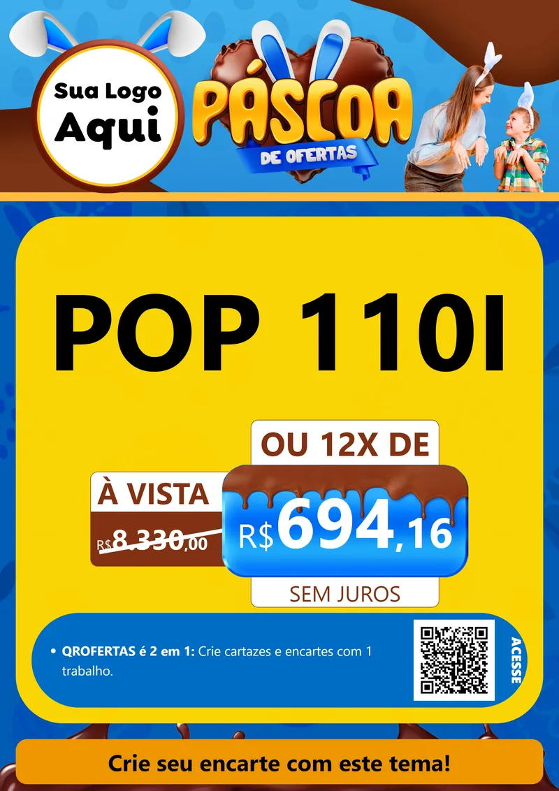 Modelo de Cartaz para Cartaz A4 Vertical com o tema Páscoa de Ofertas para Concessionaria de Motos