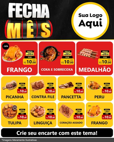 Modelo de Rede Social para Feed Instagram com o tema Fecha Mês para Assados