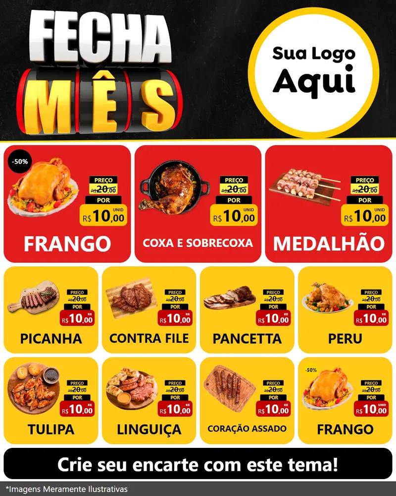 Modelo de Rede Social para Feed Instagram com o tema Fecha Mês para Assados
