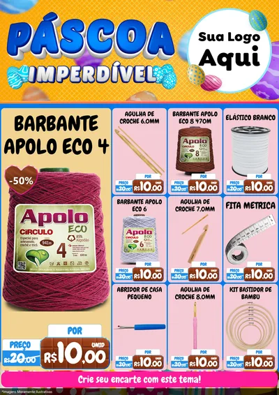 Modelo de Encarte para Encarte A4 Vertical com o tema Páscoa Imperdível para Armarinho e Aviamentos