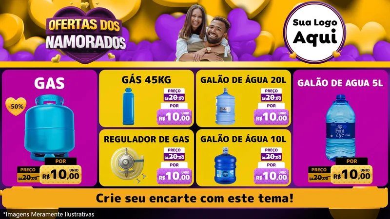 Modelo de TV para TV Horizontal com o tema Oferta Dos Namorados para Água e gás