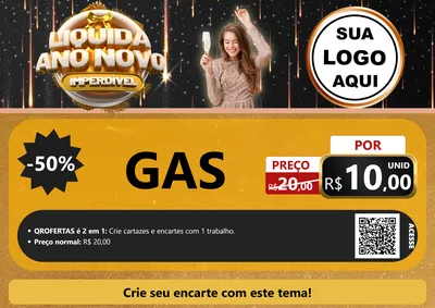 Modelo de Cartaz para Cartaz A4 Horizontal com o tema Liquida Ano Novo Imperdível para Água e gás