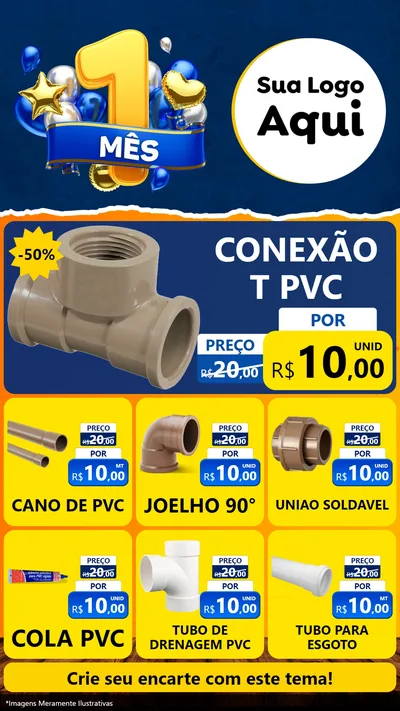 Modelo de Rede Social para Stories com o tema Um Mês de Aniversário para Tubos e conexões