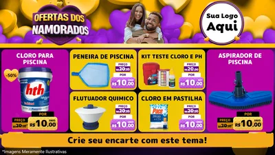 Modelo de TV para TV Horizontal com o tema Oferta Dos Namorados para Produtos para Piscina