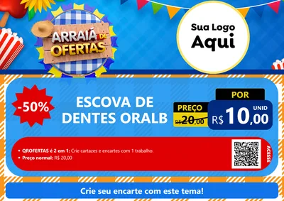 Modelo de Cartaz para Cartaz A4 Horizontal com o tema Arraiá de Ofertas para Higiene Pessoal