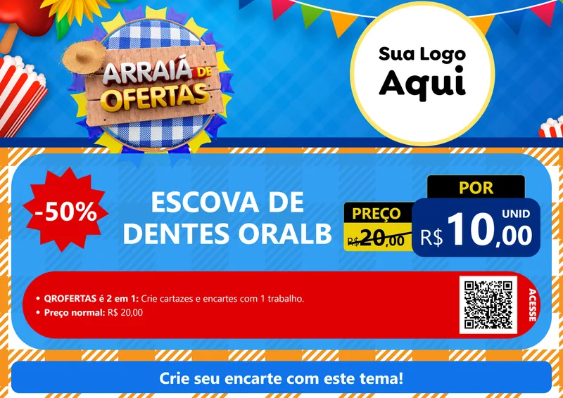 Modelo de Cartaz para Cartaz A4 Horizontal com o tema Arraiá de Ofertas para Higiene Pessoal
