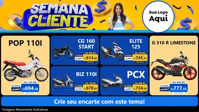 Modelo de TV para TV Horizontal com o tema Semana do Cliente para Concessionaria de Motos