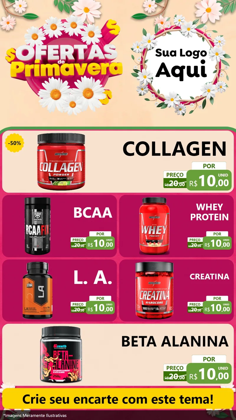 Modelo de TV para TV Vertical com o tema Ofertas de Primavera para Suplementos alimentares