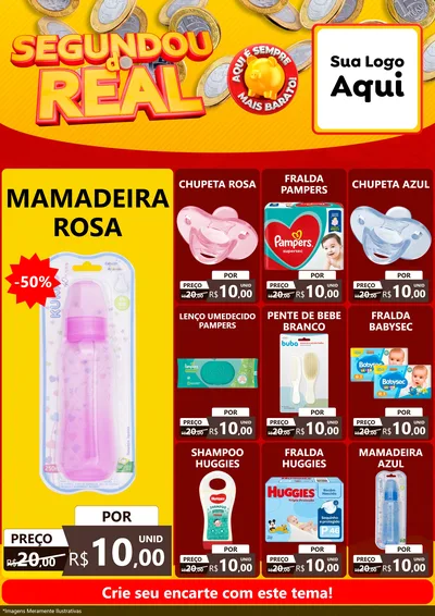 Modelo de Encarte para Encarte A4 Vertical com o tema Segundou do Real para Bebês