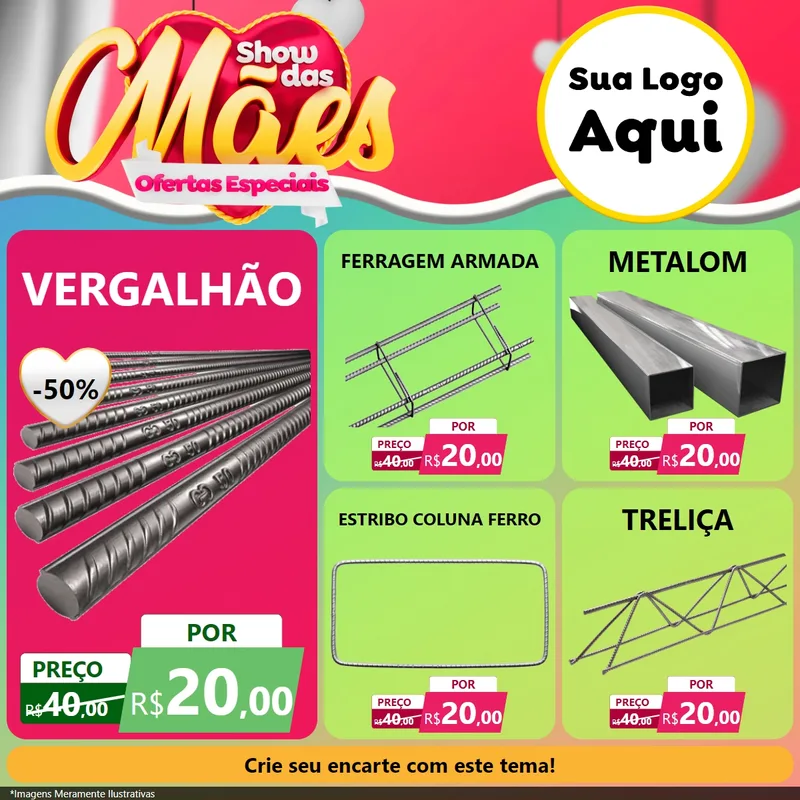 Modelo de Rede Social para Feed Facebook com o tema Show das Mães - Ofertas Especiais para Ferragens