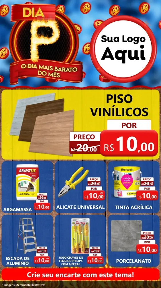 Modelo de Rede Social para Stories com o tema Dia P - O Dia Mais Barato Do Mês para Material para Construção