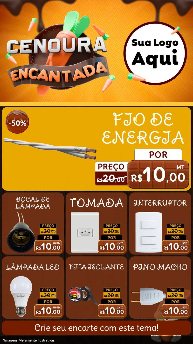 Modelo de Rede Social para Stories com o tema Cenoura Encantada - Páscoa para Materiais Elétricos