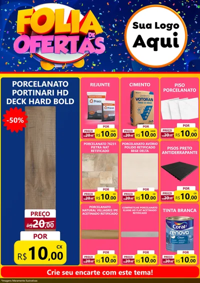 Modelo de Encarte para Encarte A4 Vertical com o tema Folia de Ofertas para Pisos e revestimentos
