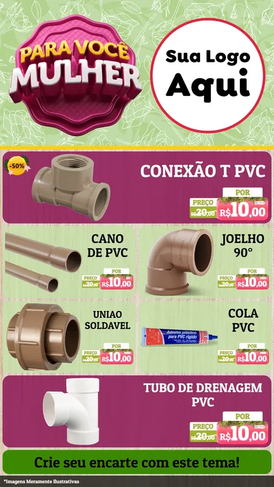 Modelo de TV para TV Vertical com o tema Para Você Mulher para Tubos e conexões