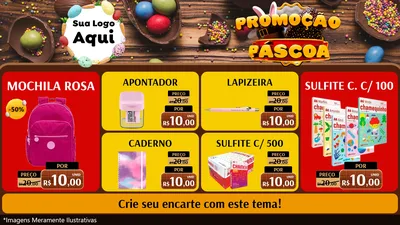 Modelo de TV para TV Horizontal com o tema Promoção Páscoa para Papelaria