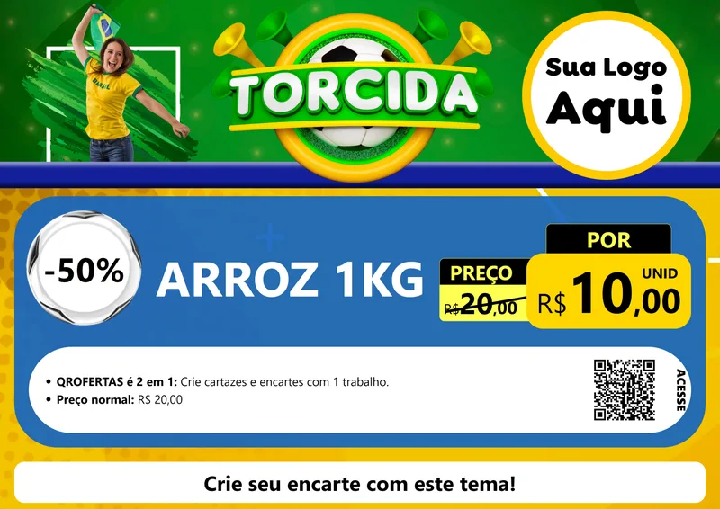 Modelo de Cartaz para Cartaz A4 Horizontal com o tema Torcida para Supermercado