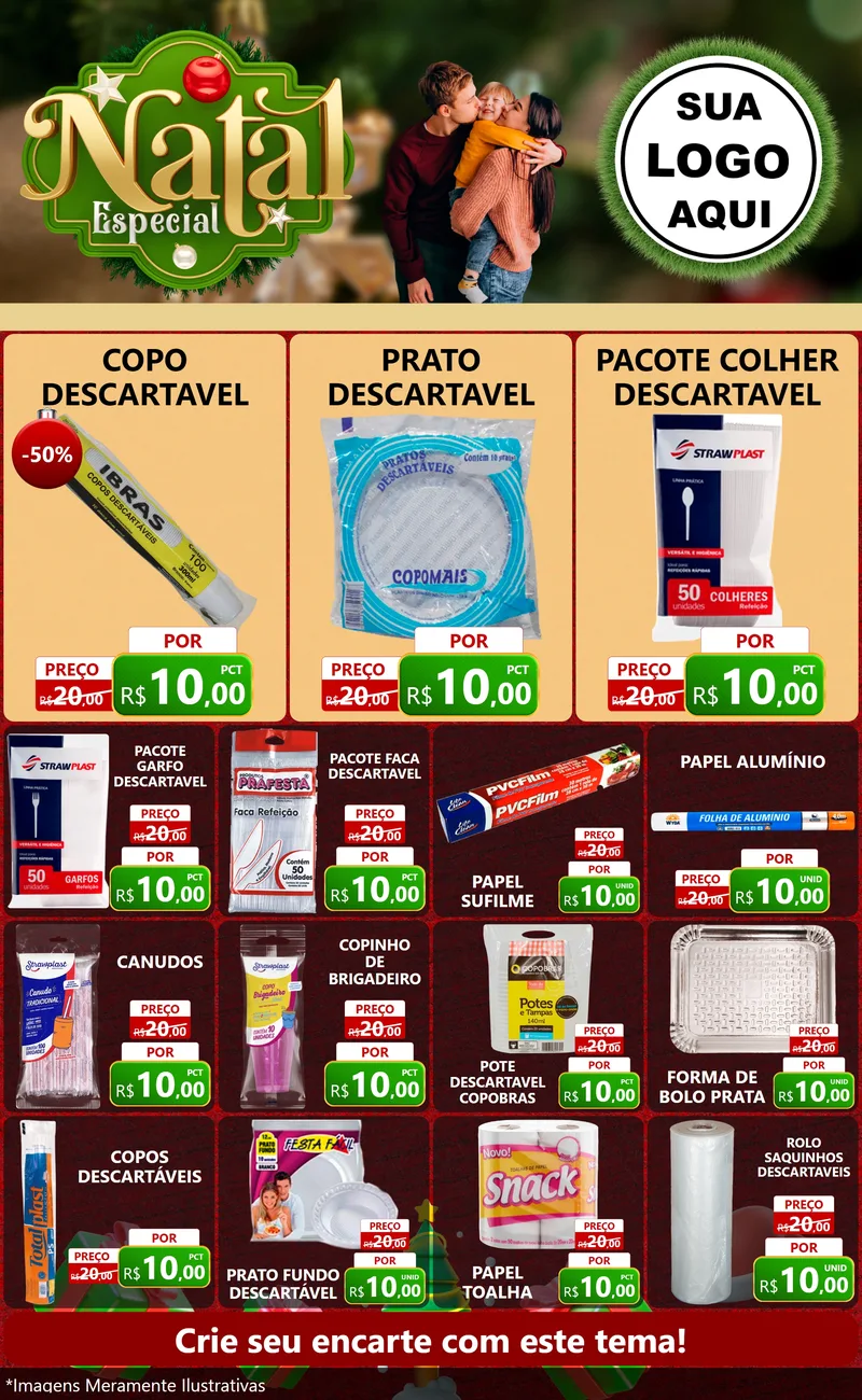 Modelo de Encarte para Encarte Grande com o tema Natal Especial para Embalagens