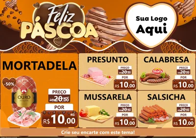 Modelo de Encarte para Encarte A4 Horizontal com o tema Feliz Páscoa para Frios e Laticínios