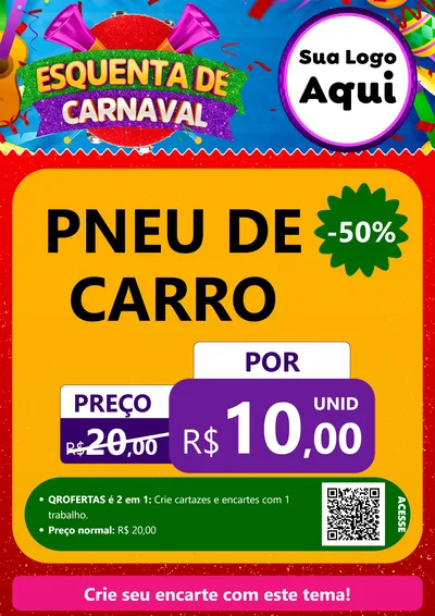 Modelo de Cartaz para Cartaz A4 Vertical com o tema Esquenta de Carnaval para Auto peças